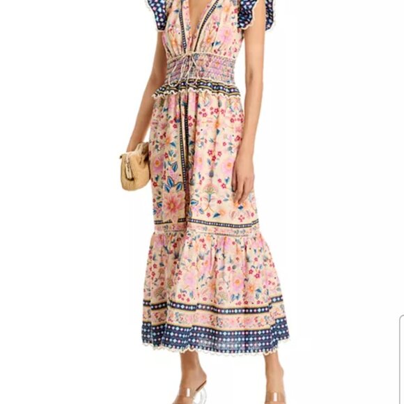 NWT L FARM Rio Superbloom Tapestry Cream Maxi Dress - Picture 5 of 16